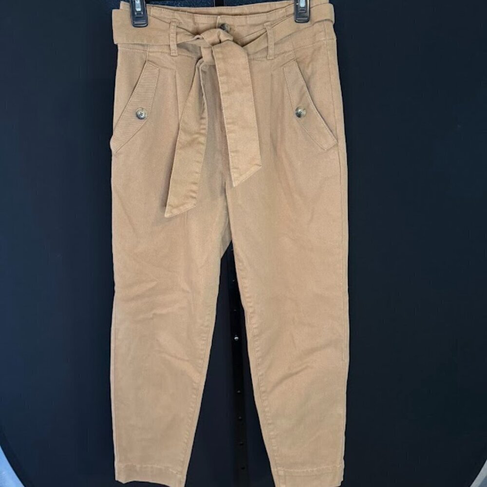 Loft Brown Paperbag Tapered High Waisted Pants